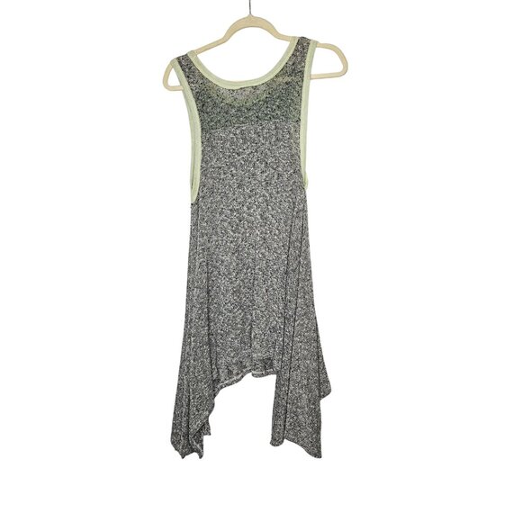 We The Free By Free People‎ Gray & Green Open Knit Asymmetrical Dress Size L - Picture 2 of 9